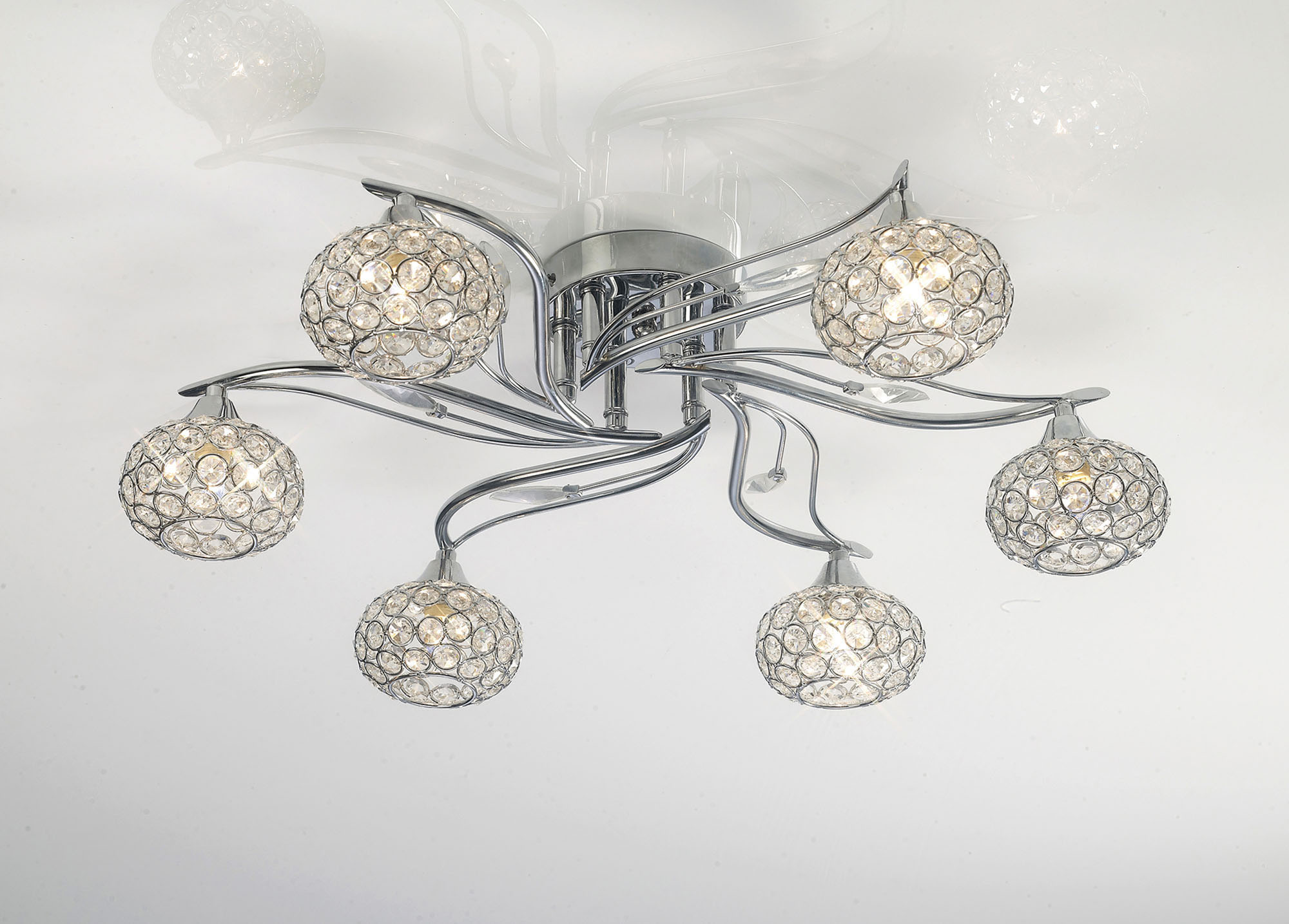 Leimo Crystal Ceiling 6 Light Polished Chrome IL30956  Diyas Leimo Polished Chrome